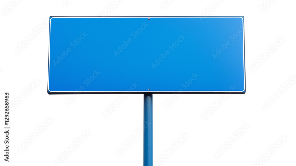 Blue blank sign on pole, suitable for customizable messages and advertisements isolated on transparent white background, clipping path Blue blank sign on pole, suitable for customizable messages and advertisements isolated on transparent white background, clipping path