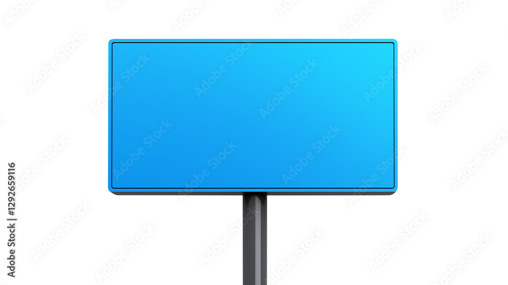 Blue blank sign on pole, suitable for customizable messages and advertisements isolated on transparent white background, clipping path Blue blank sign on pole, suitable for customizable messages and advertisements isolated on transparent white background, clipping path