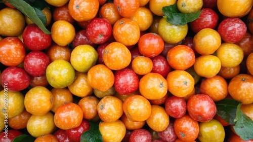 Pile of vibrant orange and red fruits. Perfect for healthy eating, juice, or fruit salad themes.