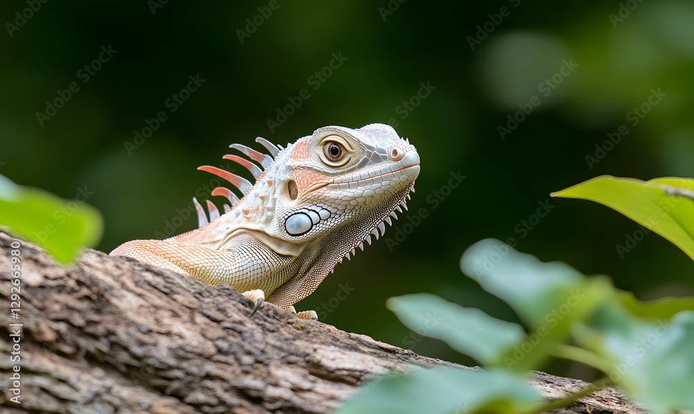 Obraz premium Iguana Lives in a Tropical Forest depicting In the midst of lush foliage, Generative AI