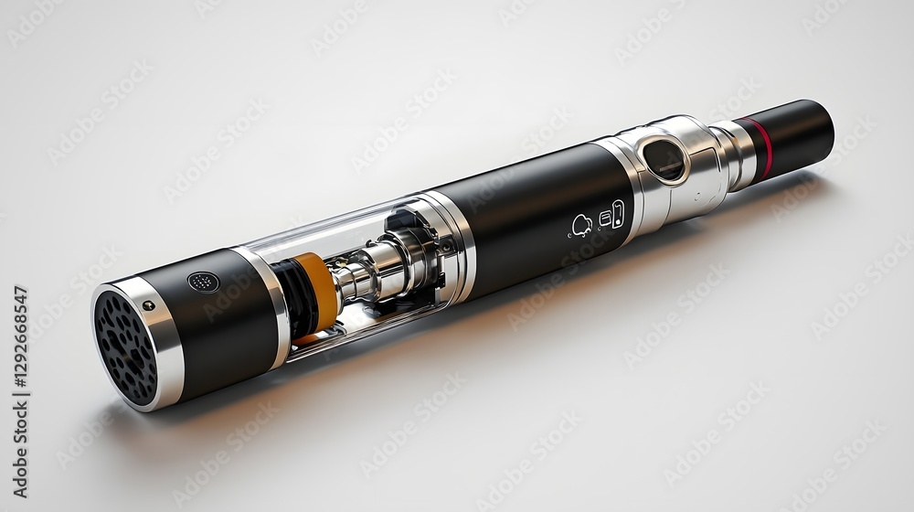 Detailed Exploded View of an E Cigarette Revealing its Internal Components Such as the Battery Coil and Pod for a Comprehensive Understanding of the Device s Anatomy and Mechanics Detailed Exploded View of an E Cigarette Revealing its Internal Components Such as the Battery Coil and Pod for a Comprehensive Understanding of the Device s Anatomy and Mechanics