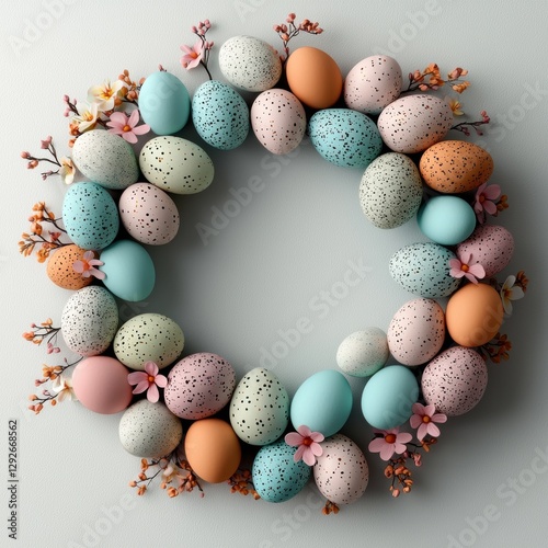 Wallpaper Mural Easter wreath decorated with colorful eggs and flowers Torontodigital.ca