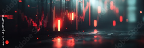A Dynamic Visualization of Stock Market Data Featuring Red and Green Candlestick Patterns Set Against a Futuristic Digital Background