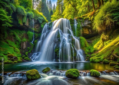 A stunning Washington waterfall, showcasing panoramic views.