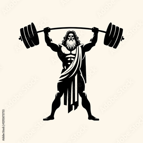zeus greek god powerlifting silhouette vector	
