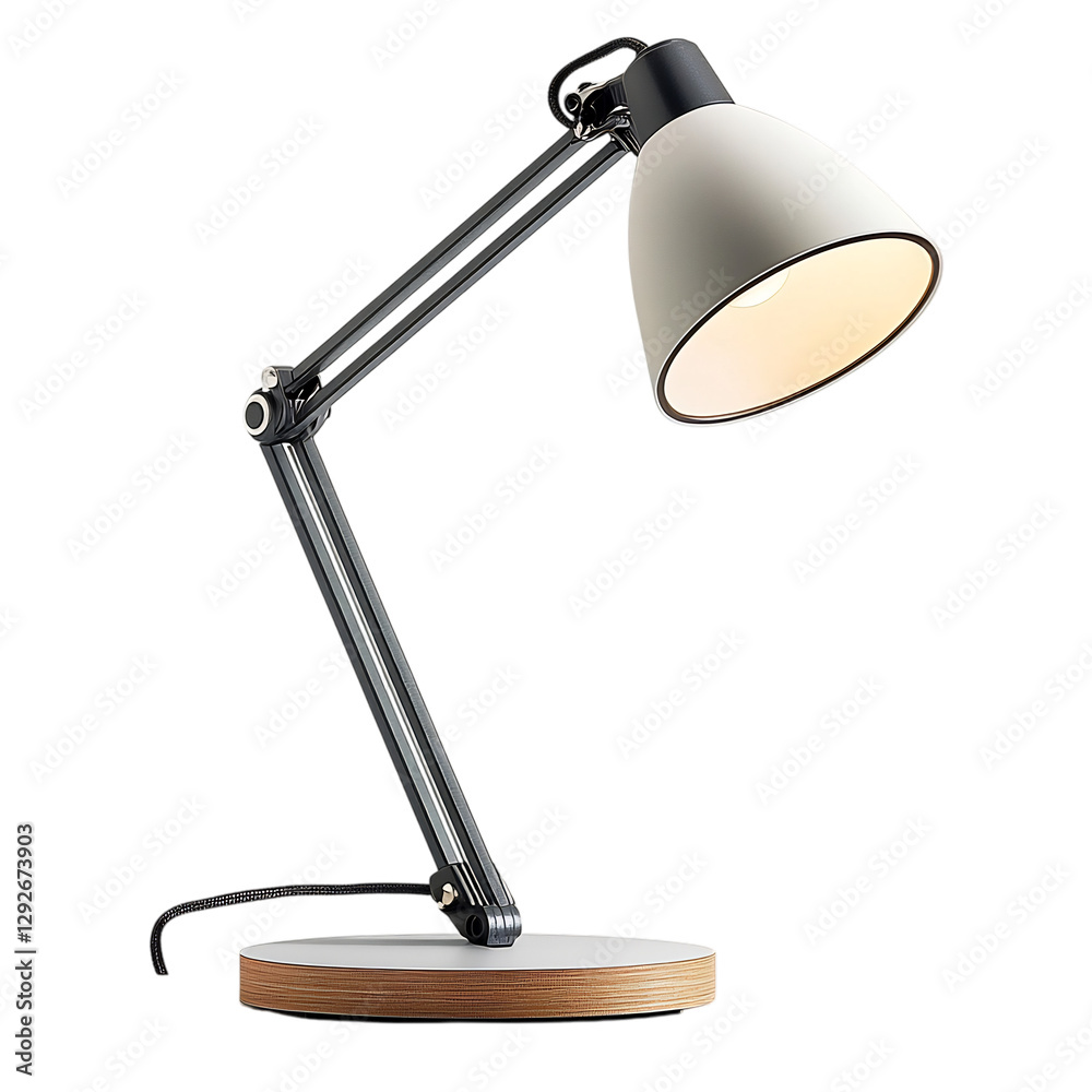 A Modern Desktop Lamp with Adjustable Arm Isolated on Transparent Background A Modern Desktop Lamp with Adjustable Arm Isolated on Transparent Background