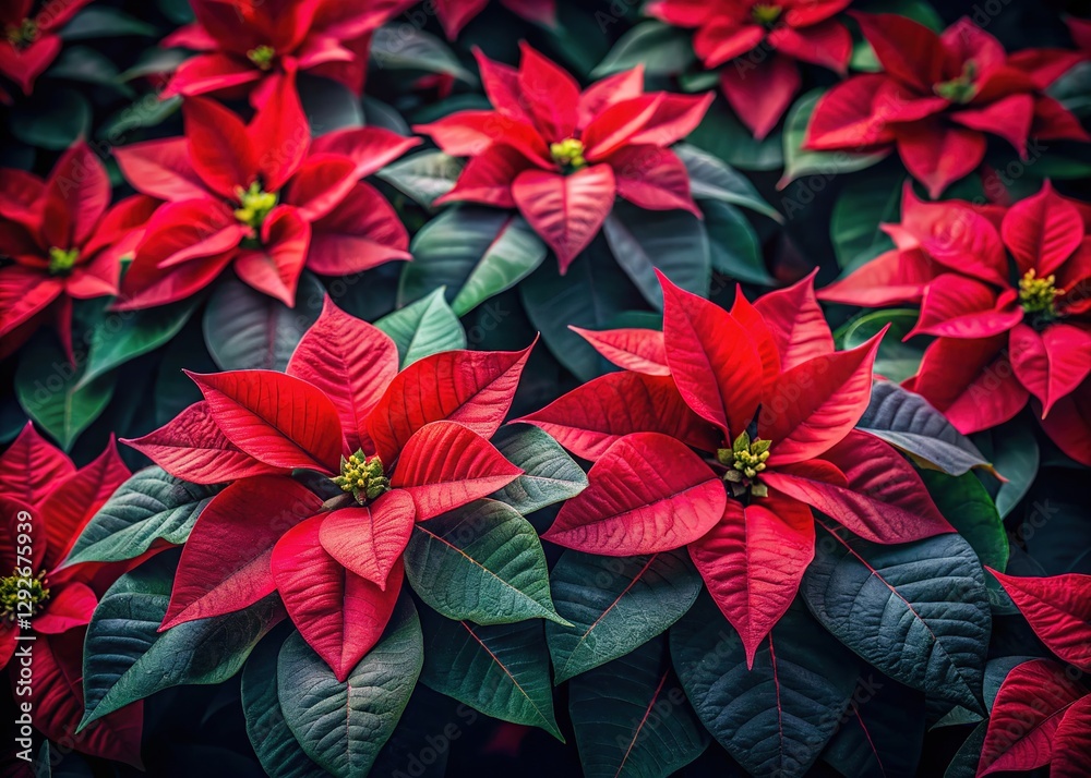 Obraz premium Charming low-light poinsettia pattern for a festive Christmas border.