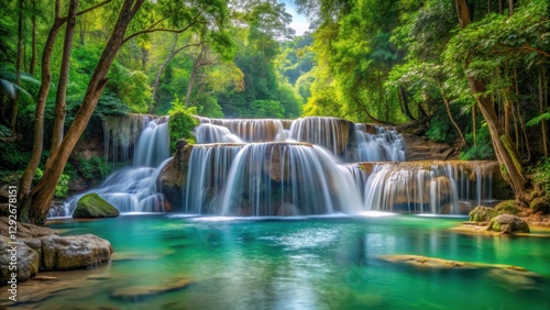 Waterfall Oasis in Pak Khlong, wilderness, serene waterfall,  wilderness,serene waterfall