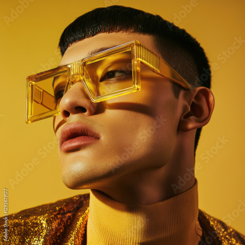 Bold fashion statement urban setting portrait photography vibrant colors close-up contemporary style