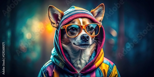 Fashionable canine navigates the concrete jungle.