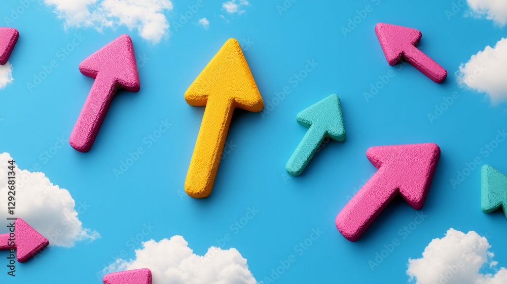 vibrant upward arrows against a blue sky background for dynamic design vibrant upward arrows against a blue sky background for dynamic design