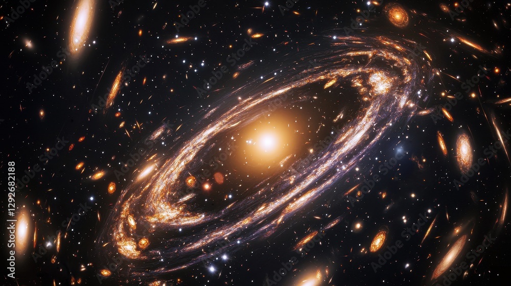 Obraz premium A breathtaking celestial portal reveals a hidden universe glowing with infinite stardust