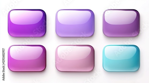 Six Glossy Rounded Rectangles in Shades of Purple, Pink, and Blue photo