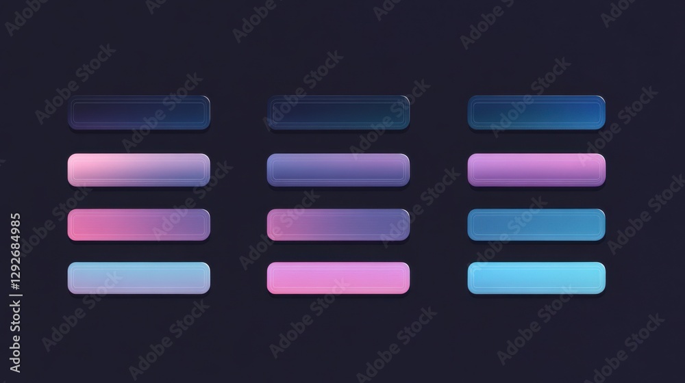Obraz premium Twelve Rounded Rectangular Buttons with Gradient Colors