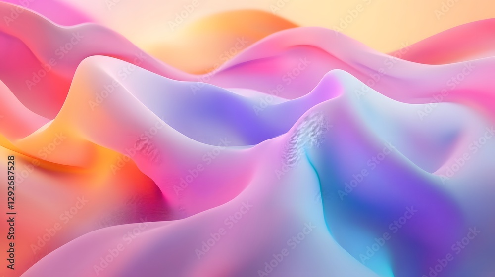 Fototapeta premium abstract wavy lines in a soft, colorful gradient. The image has a modern and elegant feel, with a smooth, flowing design