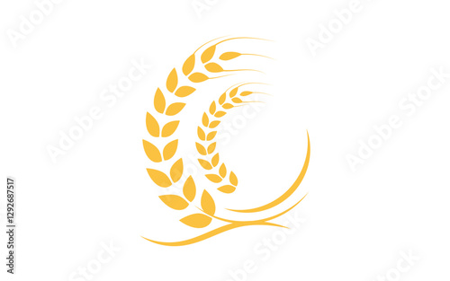 Farm wheat rice vector icon illustration design template photo