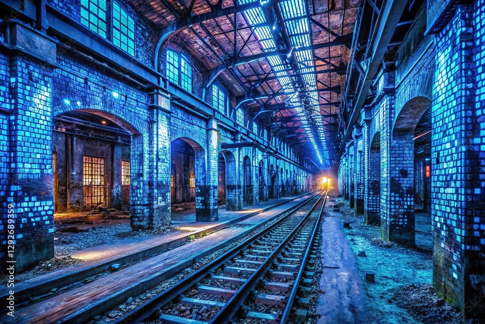 Urban exploration: Azure matrix of flowing code. Urban exploration: Azure matrix of flowing code.
