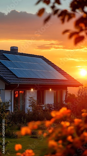 Sunset solar home energy autumn