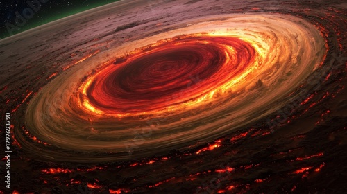 A colossal ringed planet with bioluminescent storms swirling in its thick atmosphere