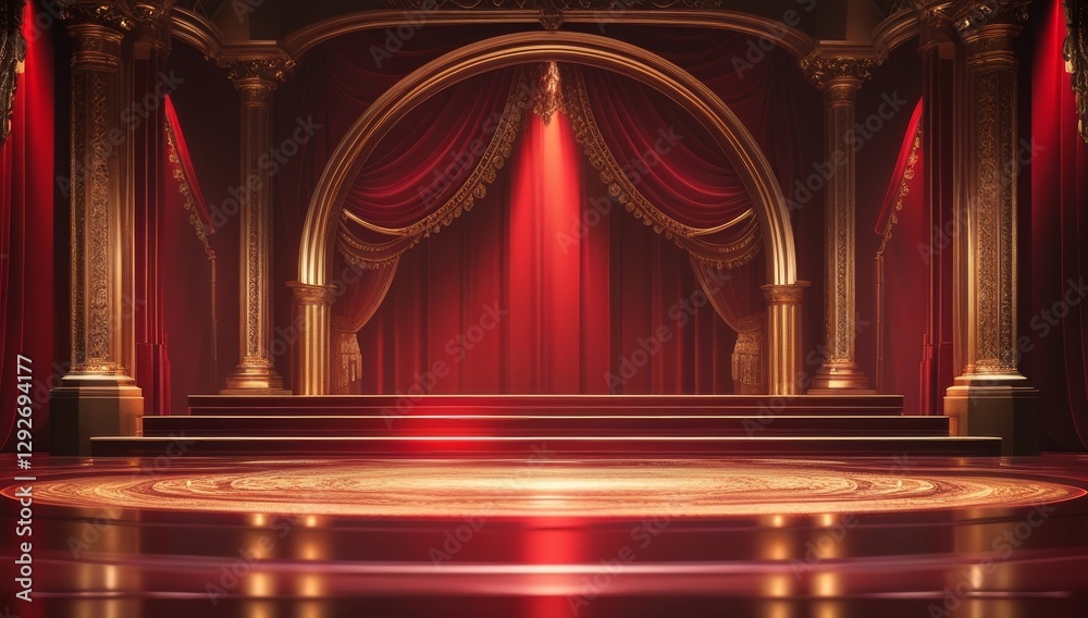 Red golden ceremony award stage venue background.