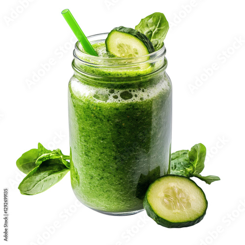 A Fresh Green Smoothie Isolated on Transparent Background photo