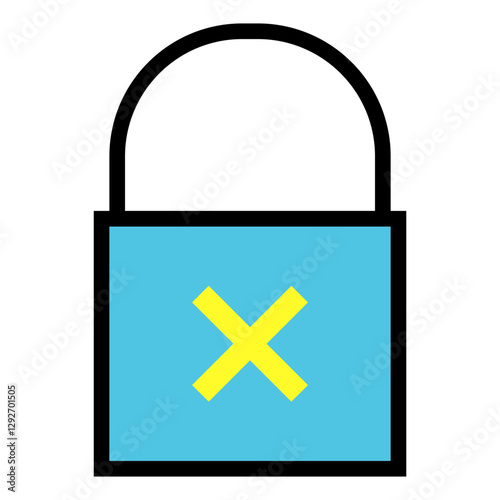 Locked Out Icon with Yellow Cross Symbol on Blue Background