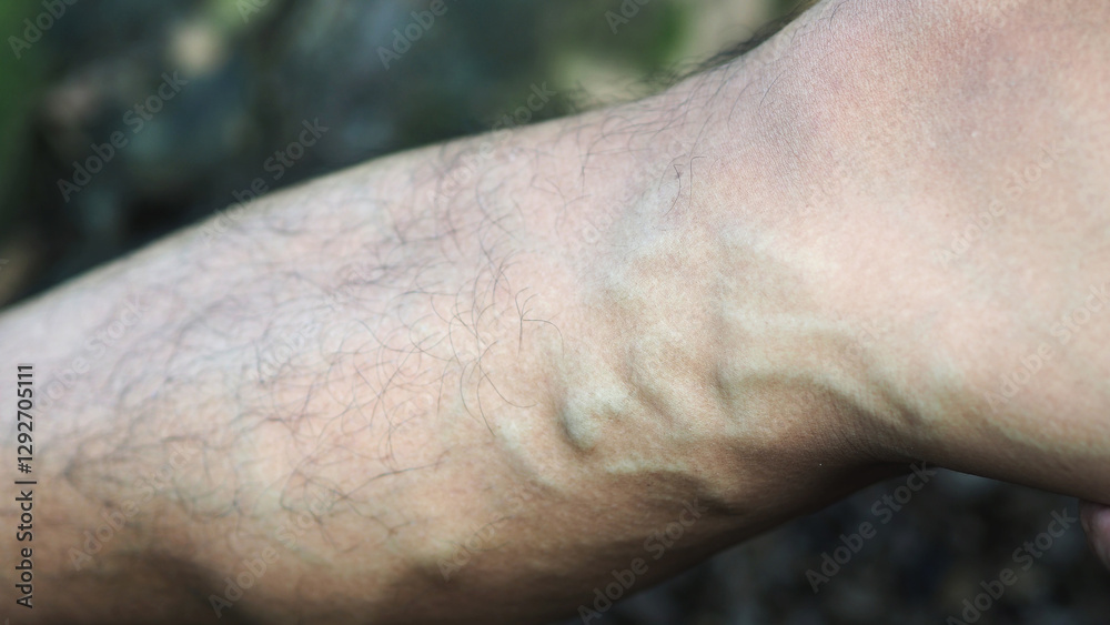 Fototapeta premium Varicose veins on the legs of men