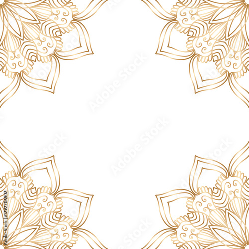 Gold Foil Hand Drawn Floral Mandala Frame