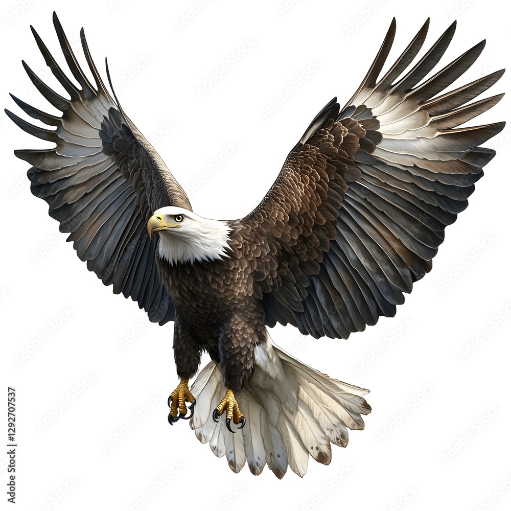 Obraz premium The eagle is depicted in a mighty pose flying through the air with its wings spread wide