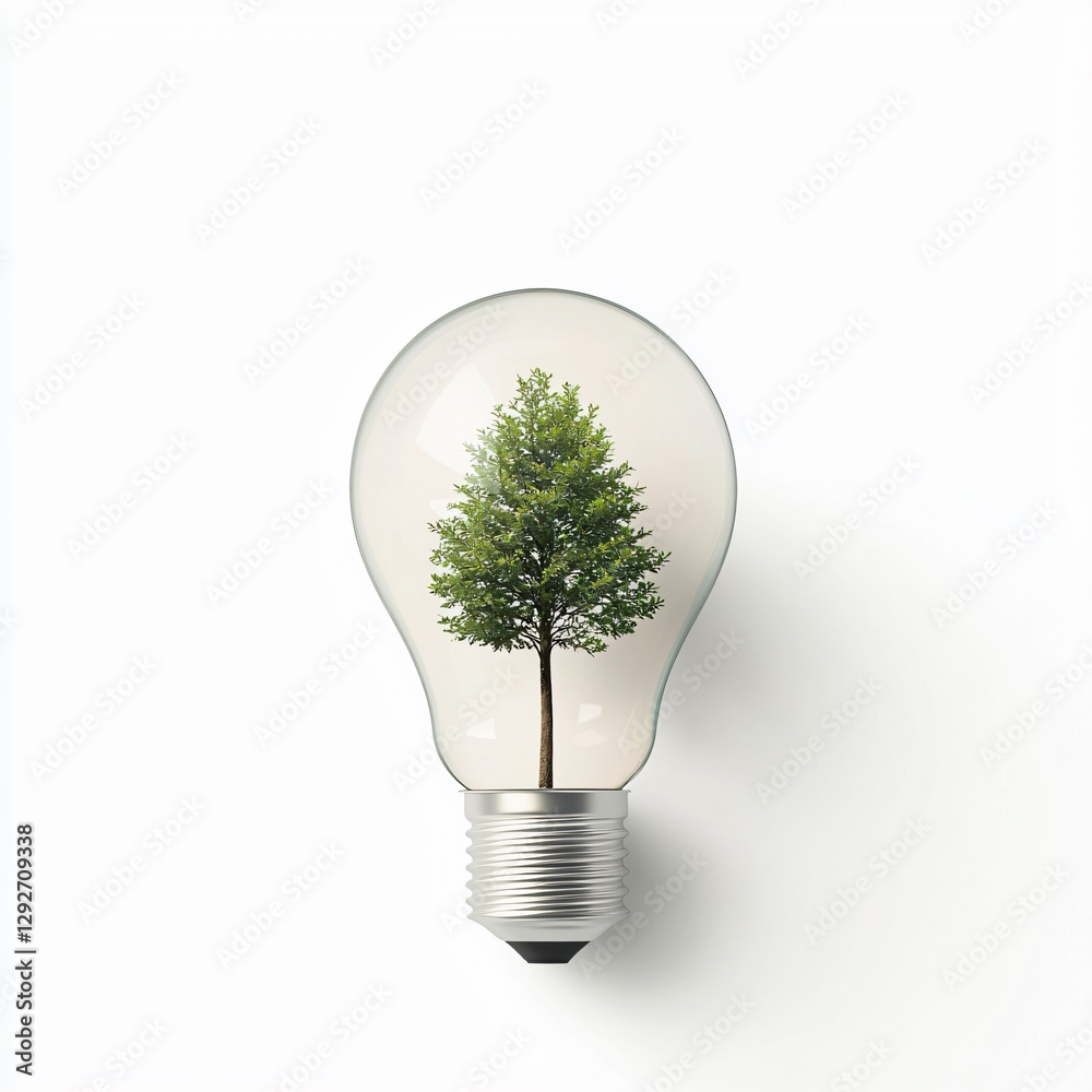 Illuminated Tree Inside Light Bulb Eco-Friendly Concept Indoor Setting Inspirational Environment Creative Viewpoint Illuminated Tree Inside Light Bulb Eco-Friendly Concept Indoor Setting Inspirational Environment Creative Viewpoint