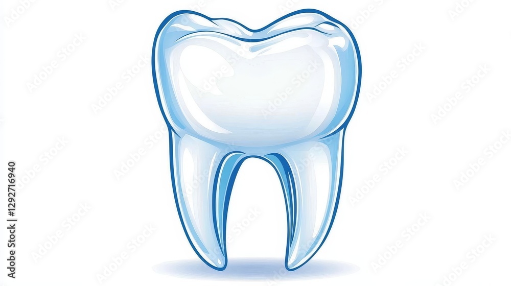 Illustration of a blue transparent tooth on white background Illustration of a blue transparent tooth on white background