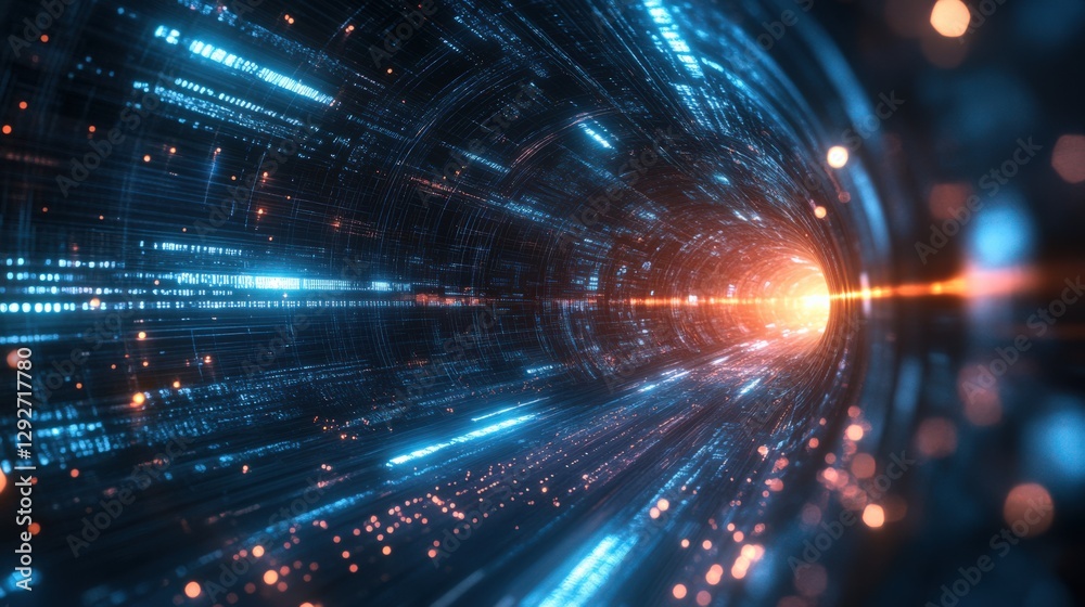 A Stunning Visualization of a Futuristic Hyperloop Tunnel with Glowing Light Trails Representing Speed and Advanced Transportation Technology A Stunning Visualization of a Futuristic Hyperloop Tunnel with Glowing Light Trails Representing Speed and Advanced Transportation Technology