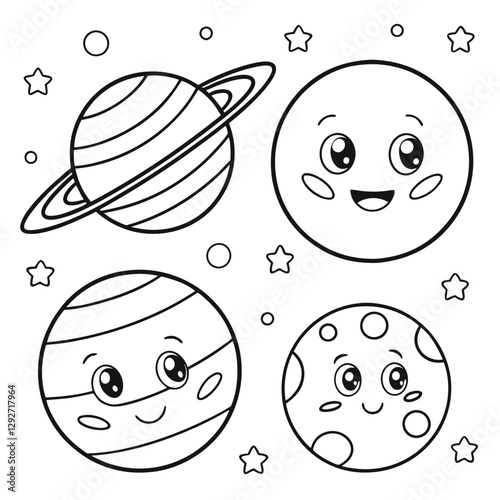 Cute Space Adventure Coloring Page for Kids