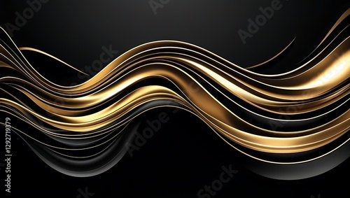 A luxurious background with flowing golden waves on a deep black base, exuding sophistication and power, perfect for high-end branding and executive presentations.