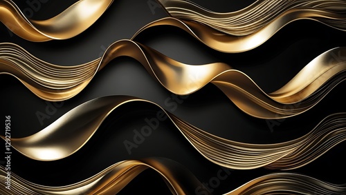 A luxurious background with flowing golden waves on a deep black base, exuding sophistication and power, perfect for high-end branding and executive presentations.