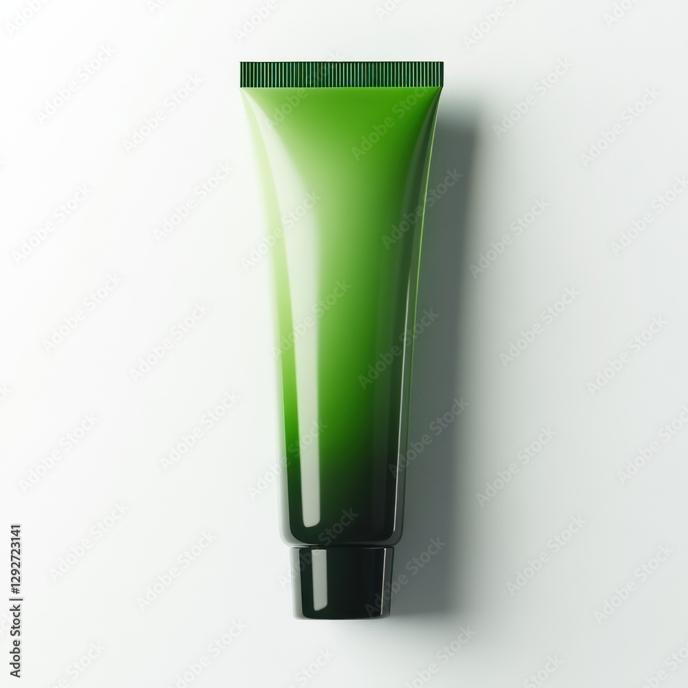 Green cosmetic tube on white background Green cosmetic tube on white background