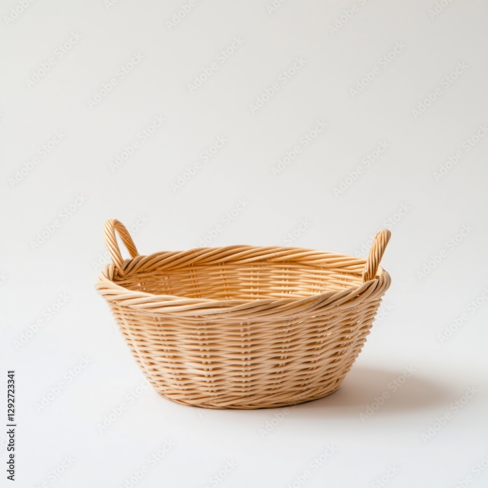 Fototapeta premium Empty light beige wicker basket