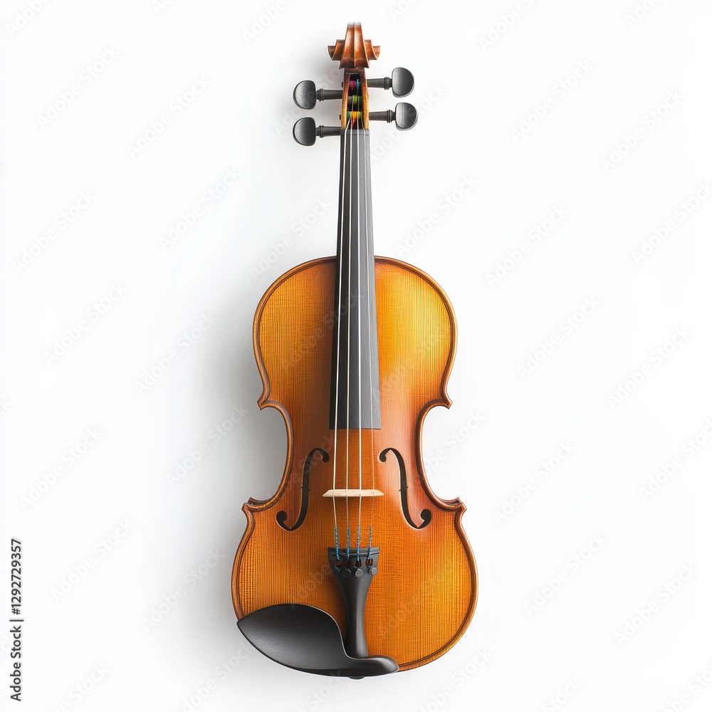 Elegant Violin Isolated on White: A Stringed Instrument Ready to Play its Beautiful Melody. Elegant Violin Isolated on White: A Stringed Instrument Ready to Play its Beautiful Melody.