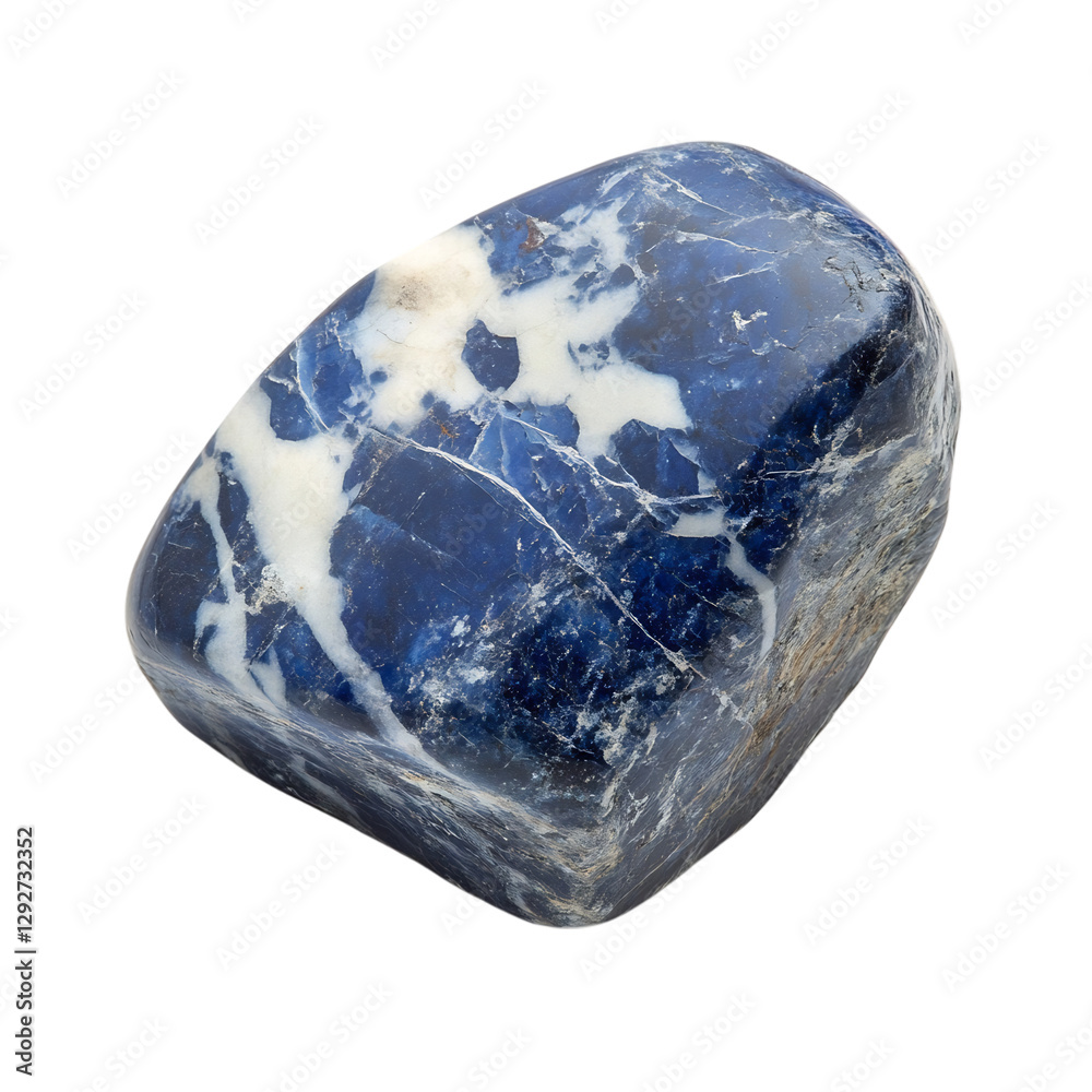 Sodalite Stone Piece with Patches Isolated on Transparent Background
