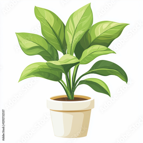 Wallpaper Mural Lush green desk plant in a beige pot, ideal for brightening up office desks, workspaces, or home interiors Torontodigital.ca