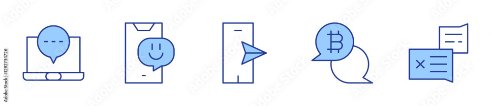 chat, smartphone, bitcoin, complain, laptop. Messaging Icon vector illustration. Line Duotone style. Editable stroke chat, smartphone, bitcoin, complain, laptop. Messaging Icon vector illustration. Line Duotone style. Editable stroke