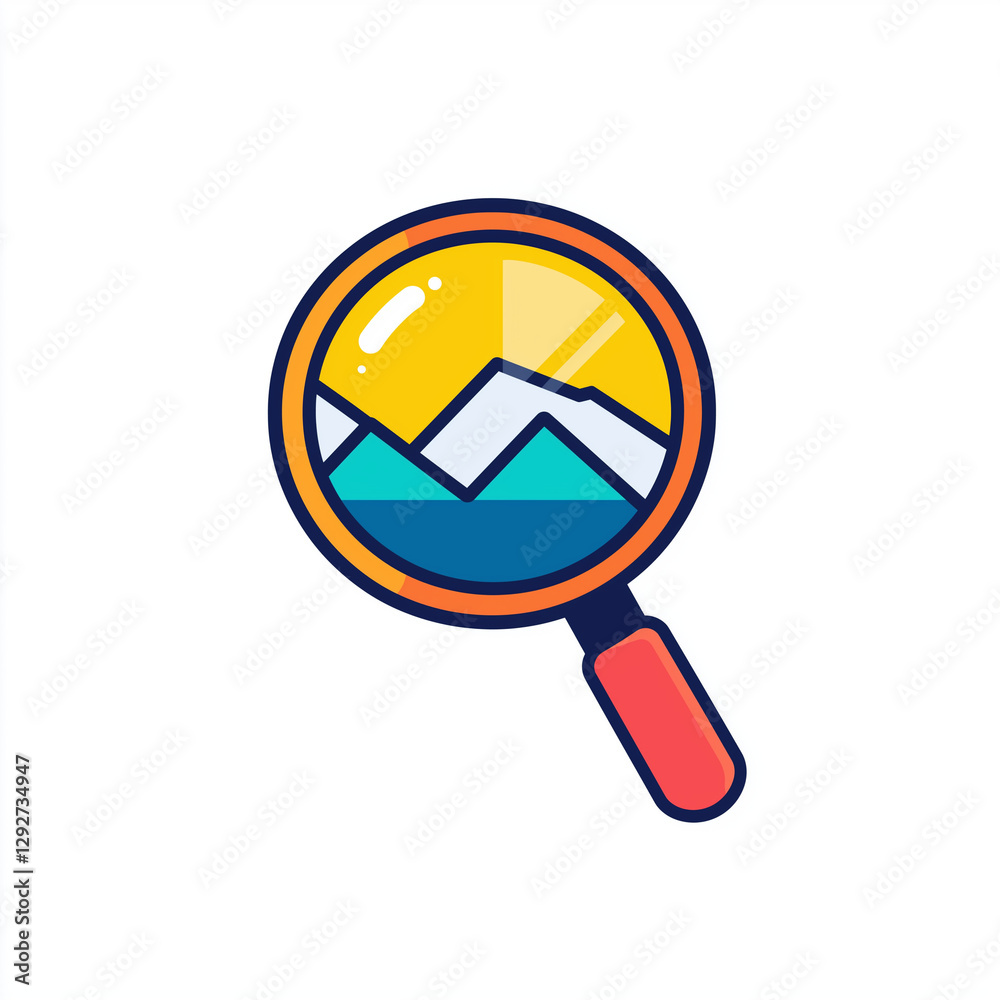 Magnifying glass with an image inside, representing search, analysis, and exploration, perfect for SEO, research, and business-related designs Magnifying glass with an image inside, representing search, analysis, and exploration, perfect for SEO, research, and business-related designs