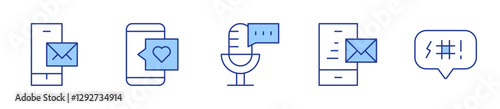like, microphone, send, email, insult. Messaging Icon vector illustration. Line Duotone style. Editable stroke