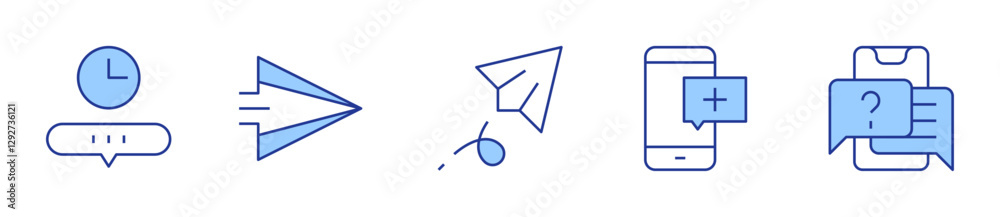 timer, send, paper plane, emergency, support. Messaging Icon vector illustration. Line Duotone style. Editable stroke timer, send, paper plane, emergency, support. Messaging Icon vector illustration. Line Duotone style. Editable stroke