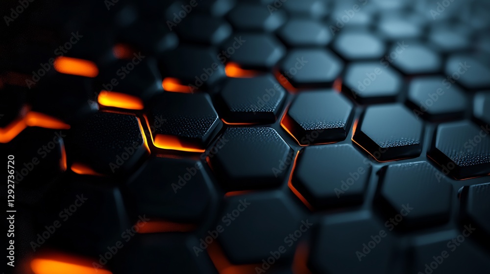 Abstract Hexagonal Pattern: Glowing Dark Technology Background Abstract Hexagonal Pattern: Glowing Dark Technology Background