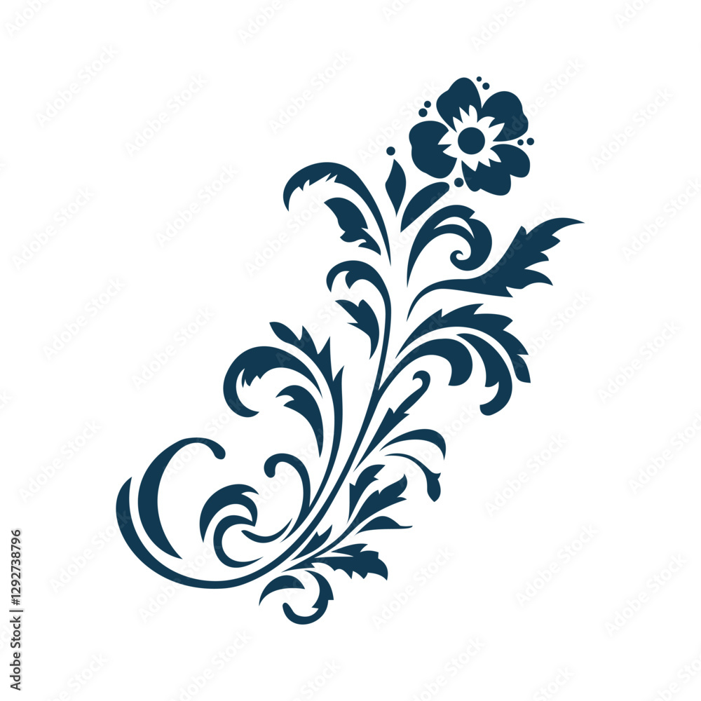 Beautiful Romantic Navy Blue Flower Floral Florist Ornament Border Decoration Beautiful Romantic Navy Blue Flower Floral Florist Ornament Border Decoration
