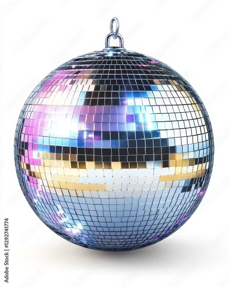 Fototapeta premium Disco Ball 3D Render Spherical Mirror Tiles, Party Decoration, Nightclub Theme, Disco Lighting Disco ball, 3D rendering