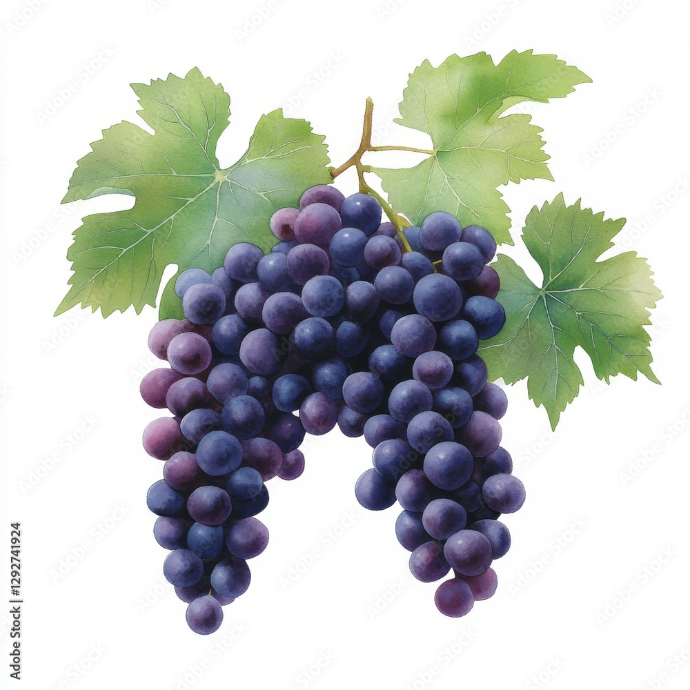 Fototapeta premium Grapes on vine, still life, studio, close-up