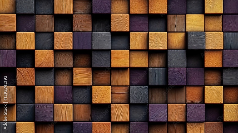 Abstract Wooden Cube Mosaic Grid Pattern, 3D Render, Texture Background Wooden Cubes, 3D rendering Abstract Wooden Cube Mosaic Grid Pattern, 3D Render, Texture Background Wooden Cubes, 3D rendering