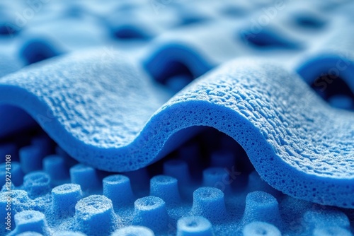 Vivid blue foam mat with textured floor design